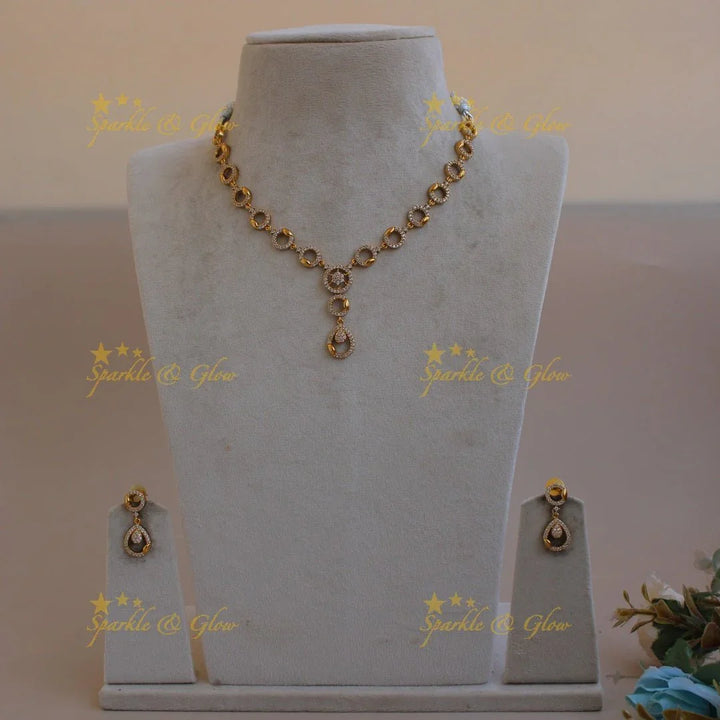 Stunning Circle design AD short necklace - Sparkle and Glow