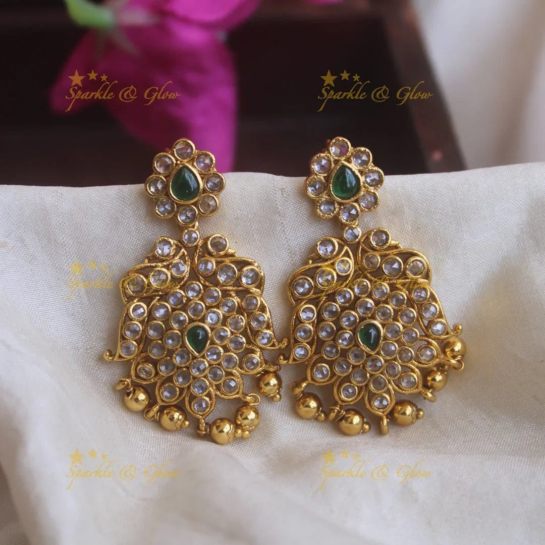 Beautiful Gold Alike Floral Earrings with Gold beads - Sparkle and Glow