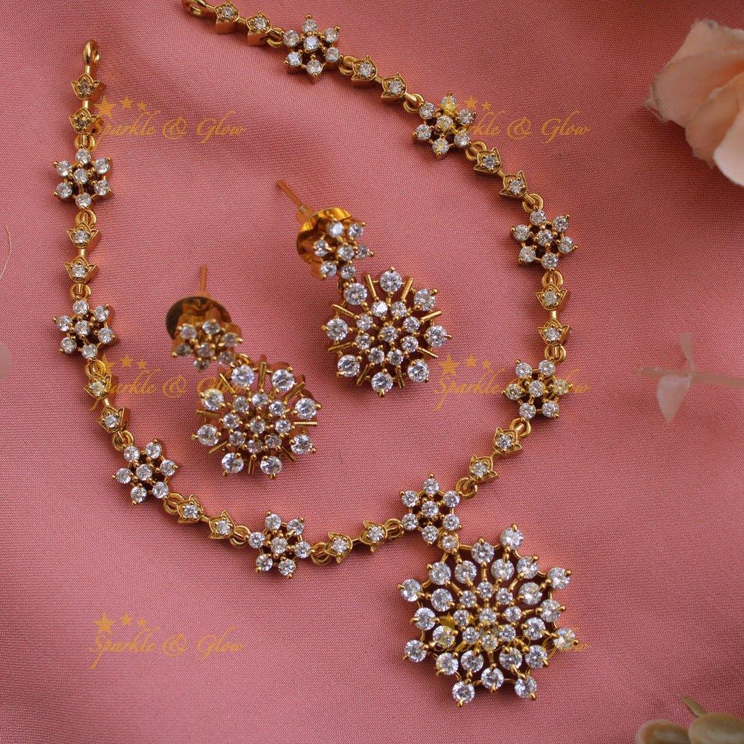 Statement Floral design AD short necklace - Sparkle and Glow