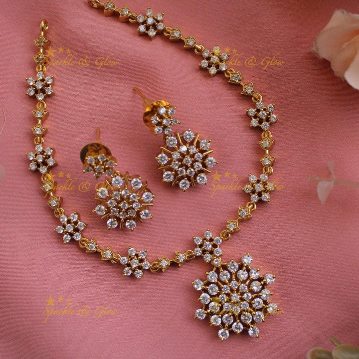 Statement Floral design AD short necklace - Sparkle and Glow