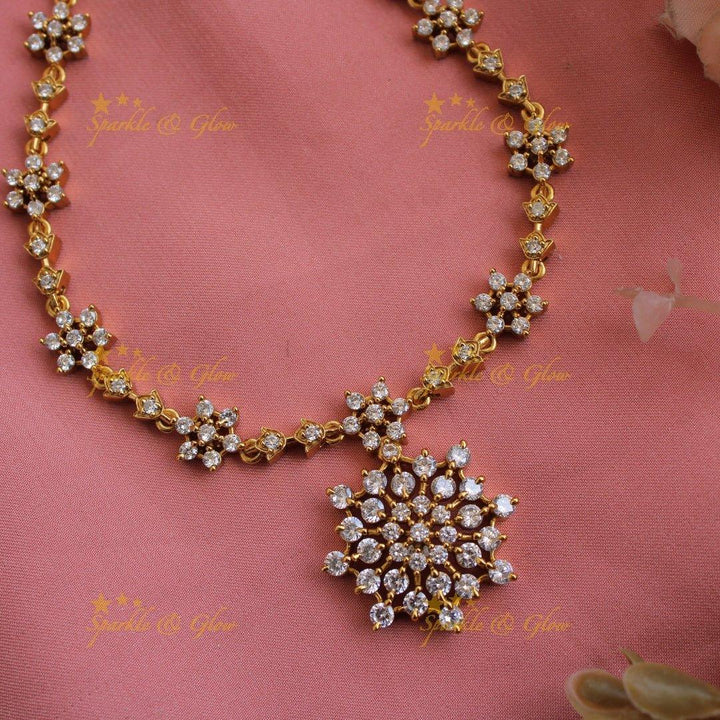 Statement Floral design AD short necklace - Sparkle and Glow