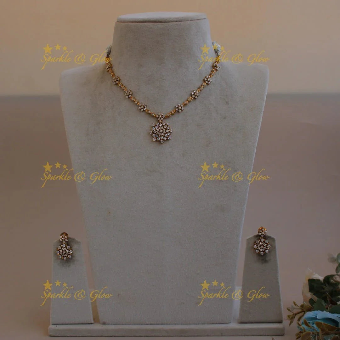 Statement Floral design AD short necklace - Sparkle and Glow