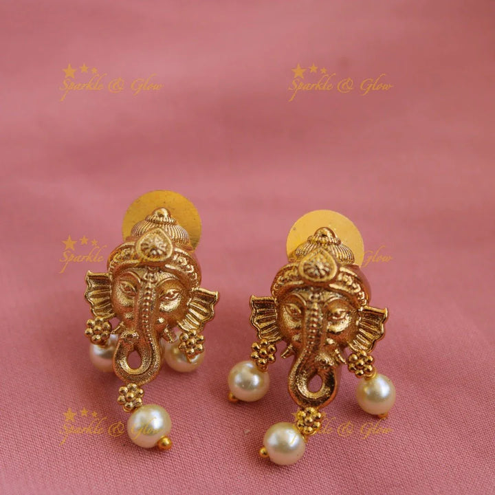 Ganesha floral design AD short necklace with multi colour stones - Sparkle and Glow