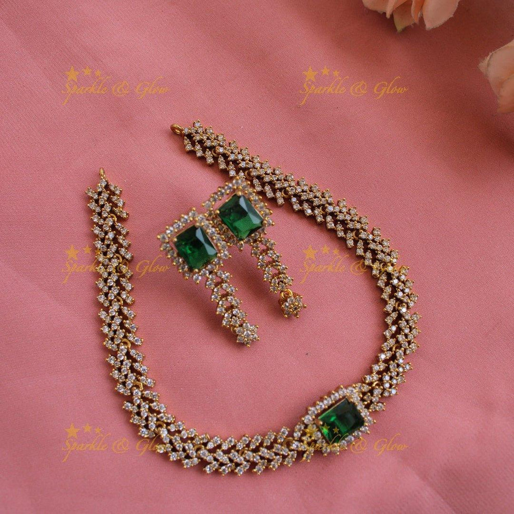 Stunning AD short necklace with multi colour interchangeable stones - Sparkle and Glow