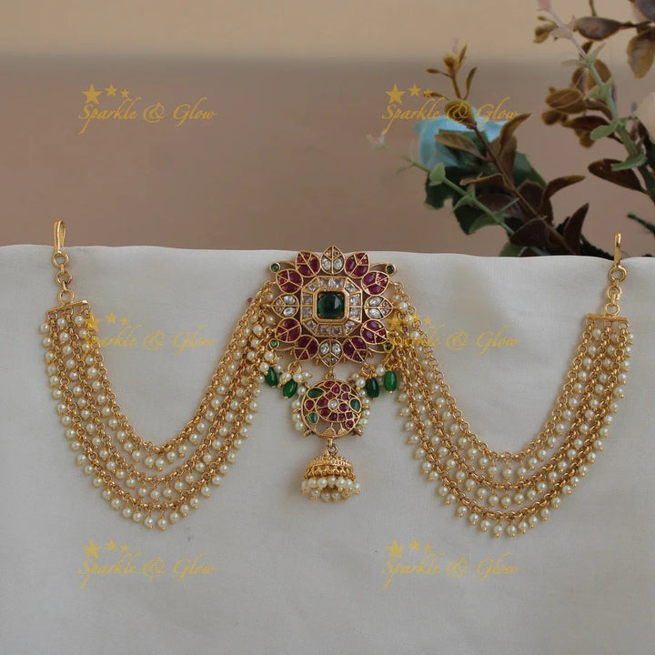Beautiful floral design Square shaped Jadabilla with Maatil - Sparkle and Glow