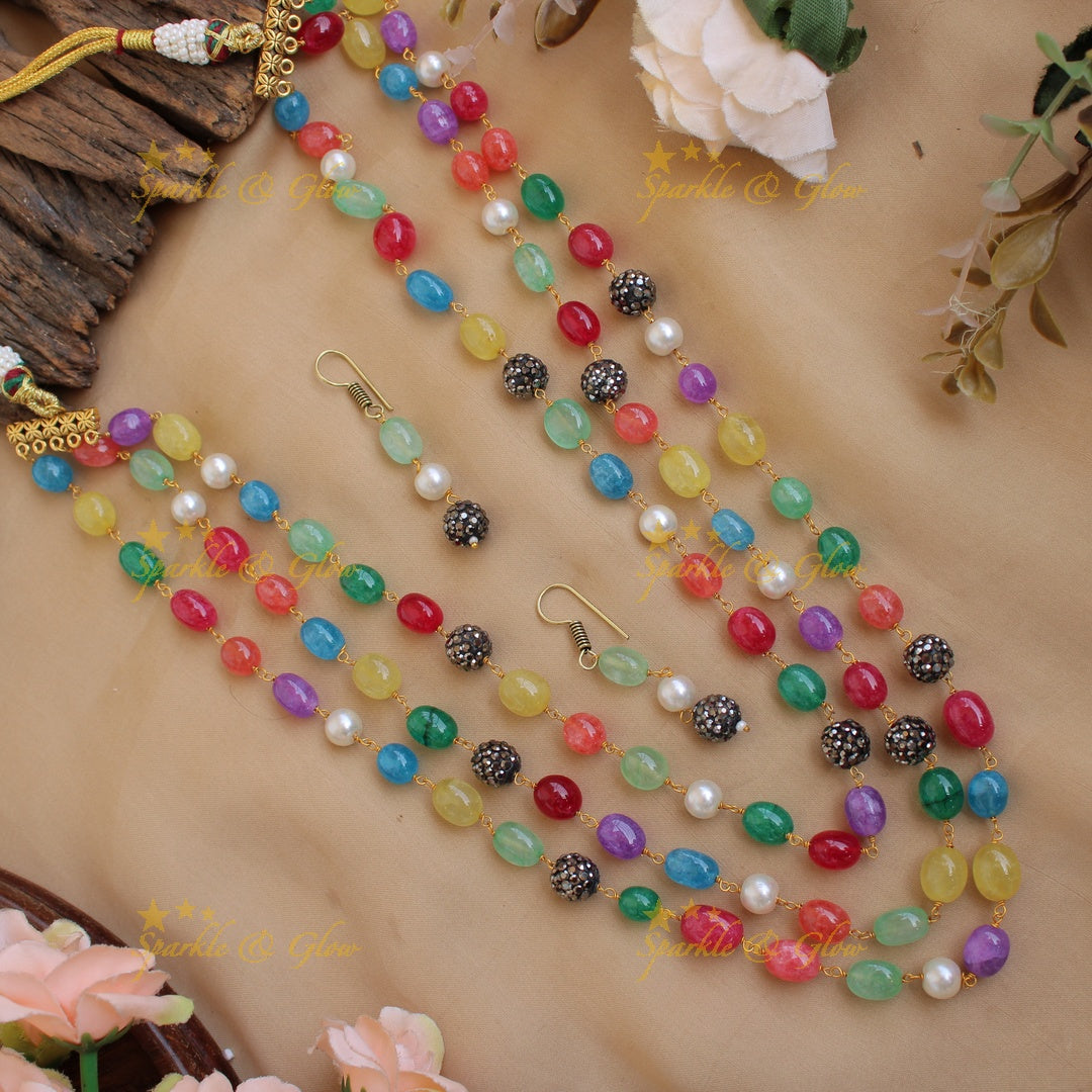 Beautiful Navarthna multi layer beads haram