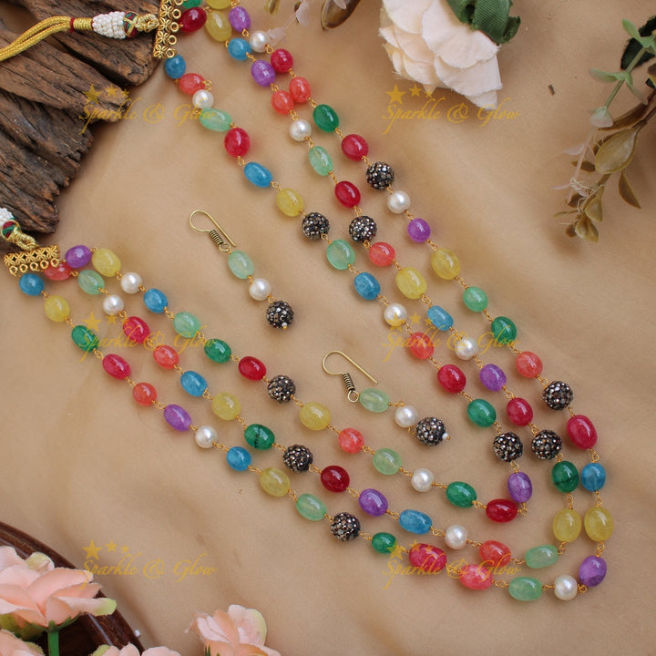 Beautiful Navarthna multi layer beads haram