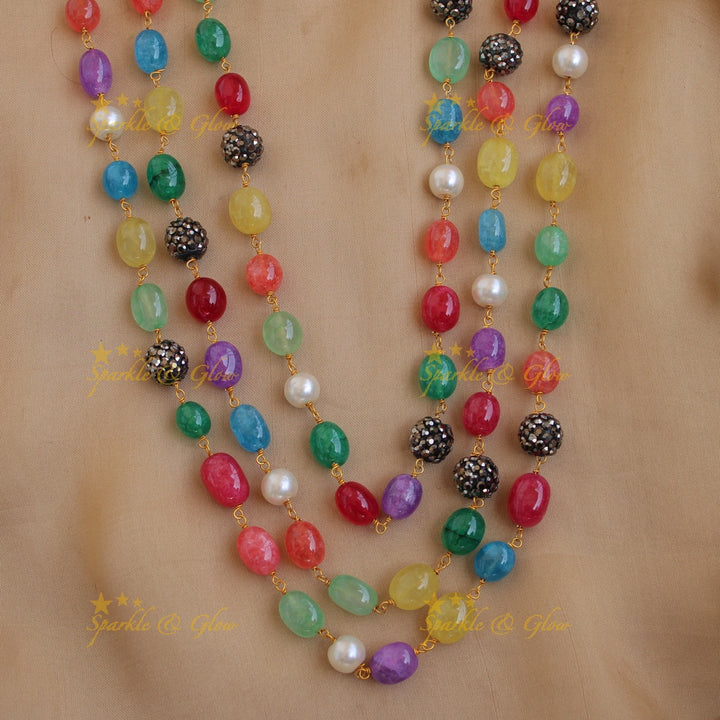 Beautiful Navarthna multi layer beads haram