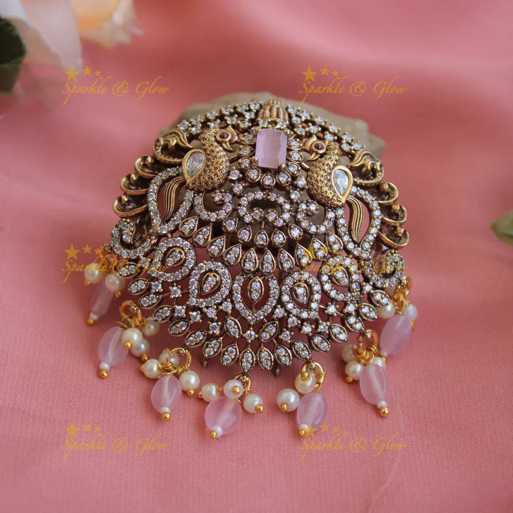 Simple Victorian Peacock with floral design hair pin-Green - Sparkle and Glow