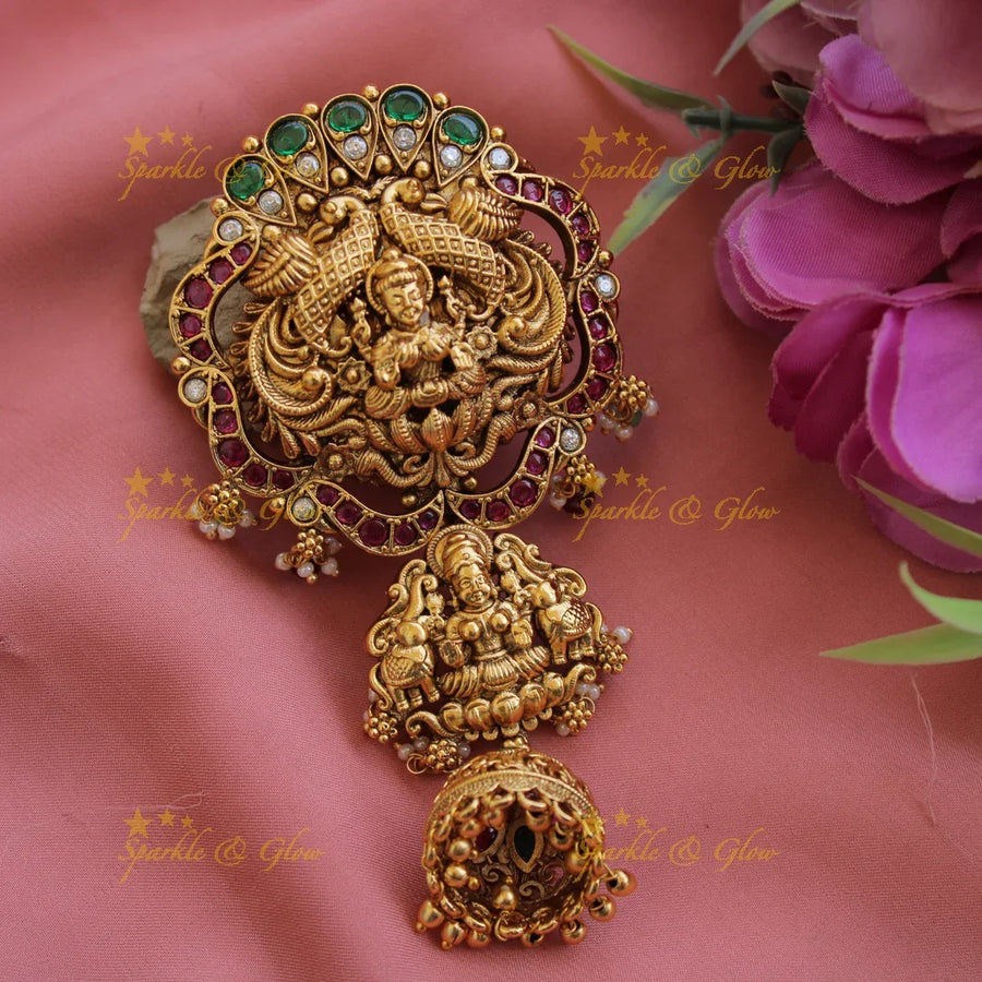 Elegant gold alike Lakshmi Peacock hair pin-Pinkwhite - Sparkle and Glow