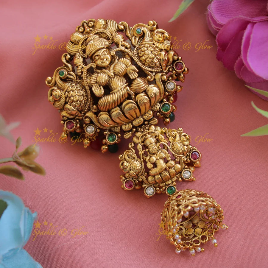 Exclusive gold alike Lakshmi Peacock hair pin-Multi - Sparkle and Glow