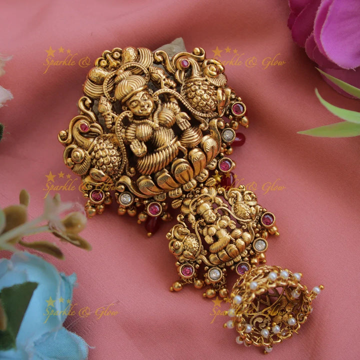Exclusive gold alike Lakshmi Peacock hair pin-Multi - Sparkle and Glow