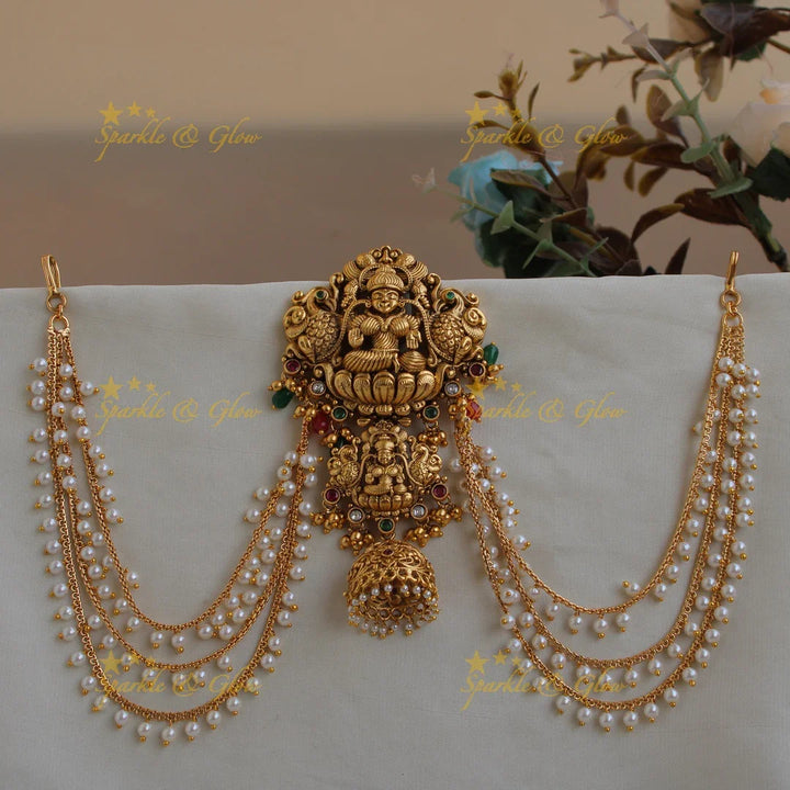 Elegant gold alike Lakshmi Peacock jadabilla maatil-Multi - Sparkle and Glow