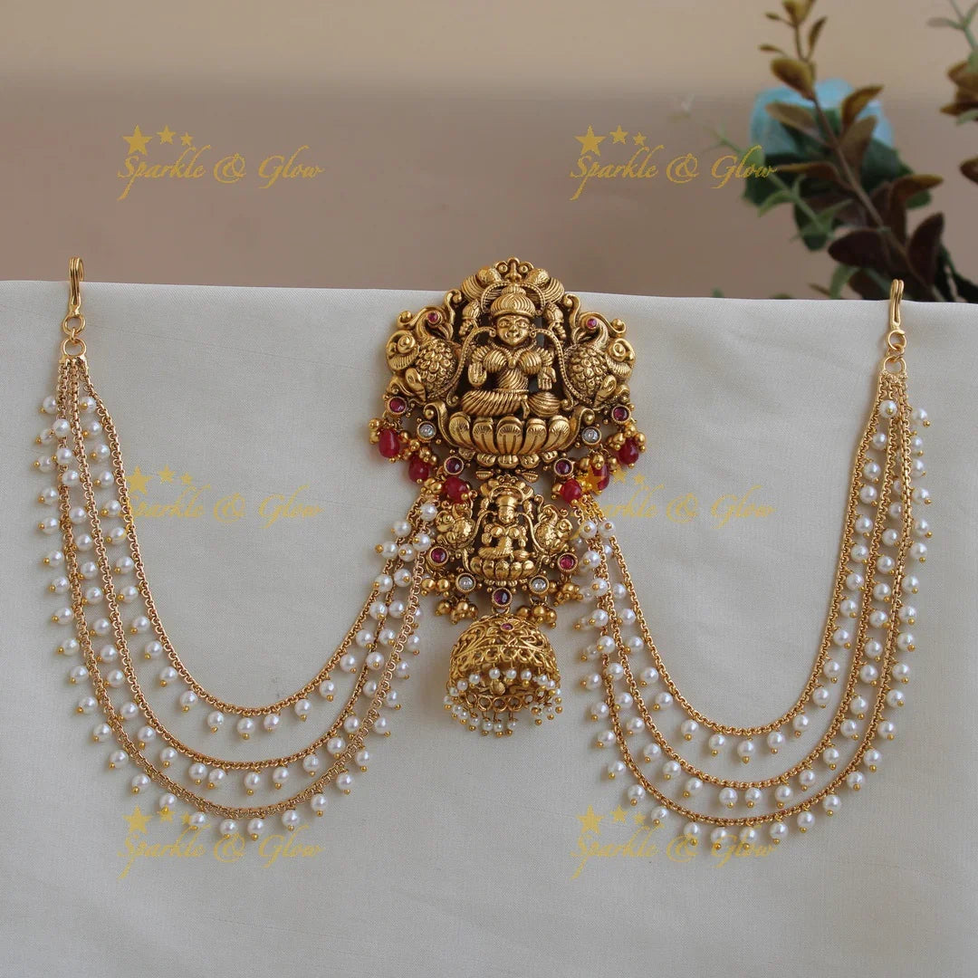 Elegant gold alike Lakshmi Peacock jadabilla maatil-Multi - Sparkle and Glow