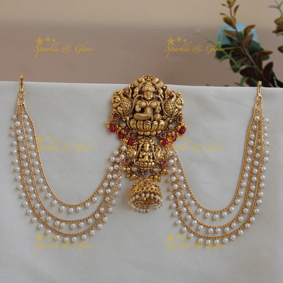 Elegant gold alike Lakshmi Peacock jadabilla maatil-Multi - Sparkle and Glow