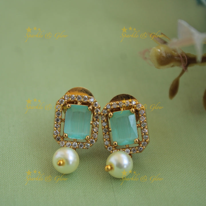 Statement butterfly design AD short necklace with mint green stones and pearl drop