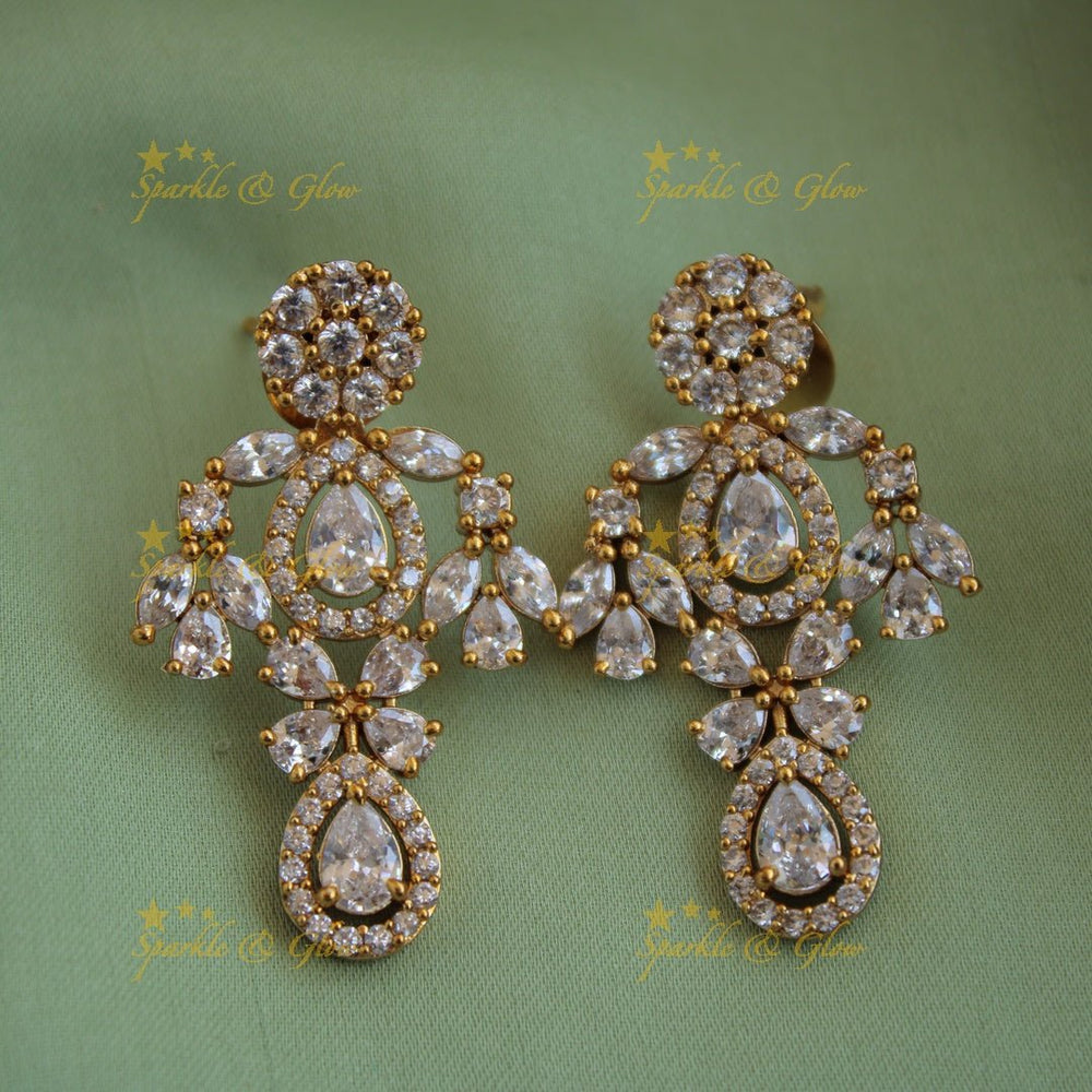 Exclusive floral design two layer AD short necklace with stones - Sparkle and Glow - Back Thread - 