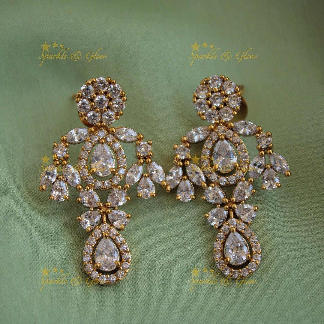 Exclusive floral design two layer AD short necklace with stones - Sparkle and Glow - Back Thread - 