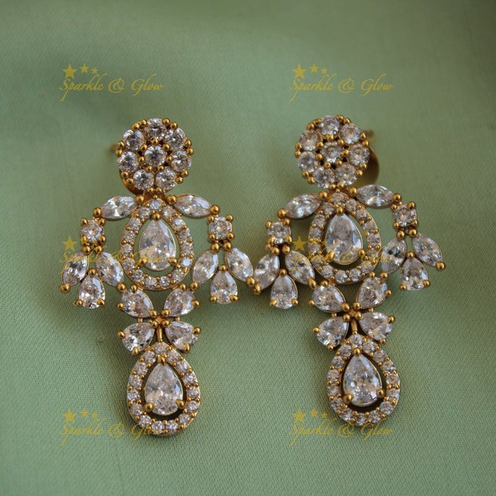Exclusive floral design two layer AD short necklace with stones - Sparkle and Glow - Back Thread - 