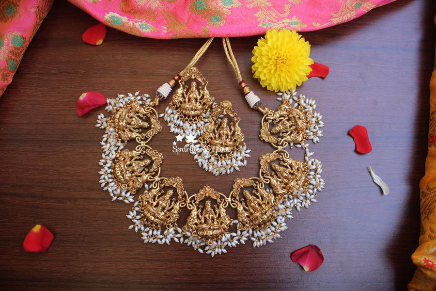 Lakshmi gold alike necklace - Pink - Sparkle and Glow