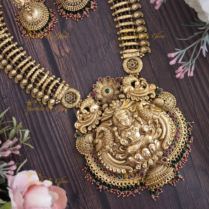 Mango Nagas Haram - Antique Ruby Green Beads