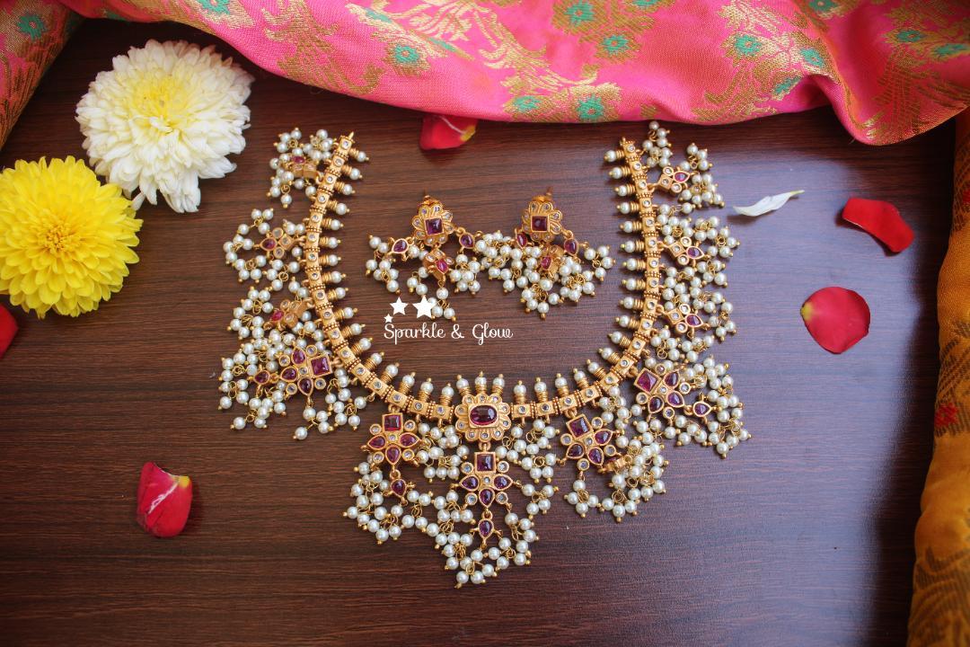 Non idol kemp stones flower gutta pusalu - Gold Pink - Sparkle and Glow