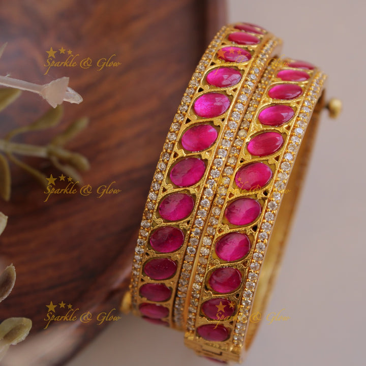 Stunning jadau bangles with screw a pair