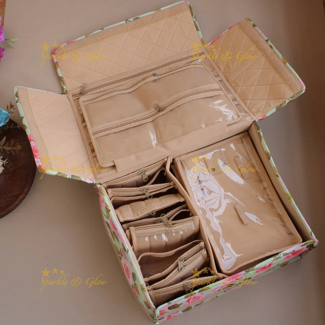 Floral print multiple section jewellry organizer - Sparkle and Glow