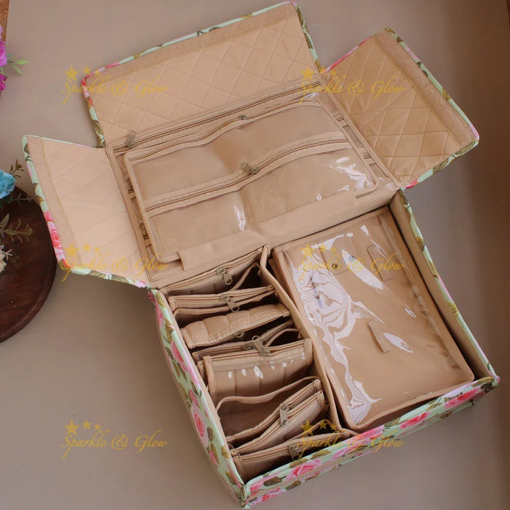 Floral print multiple section jewellry organizer - Sparkle and Glow