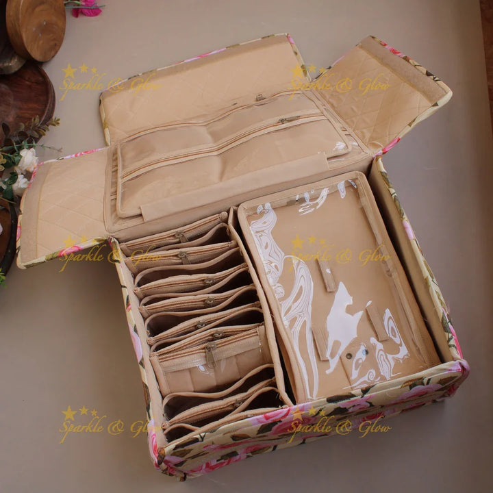 Floral print multiple section jewellry organizer - Sparkle and Glow