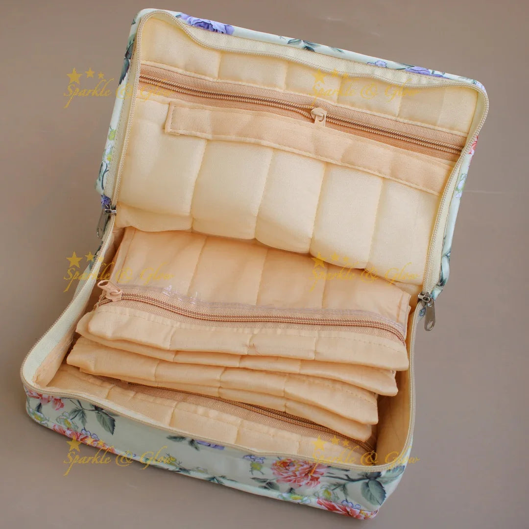 Beautiful Floral print multiple section jewellry organizer - Sparkle and Glow