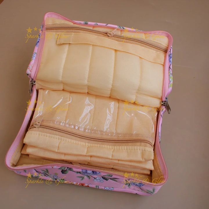 Beautiful Floral print multiple section jewellry organizer - Sparkle and Glow