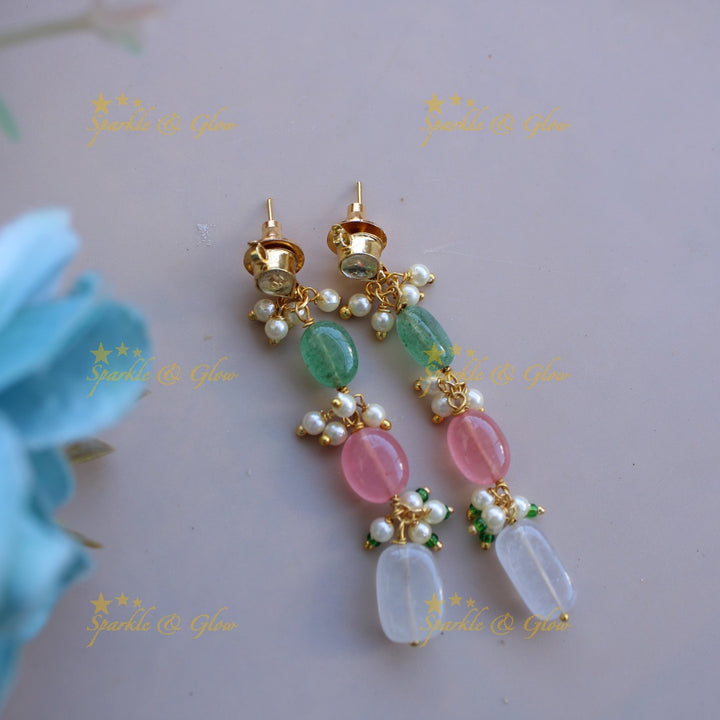 Stunning Three layer pearl and pastel beads haram with cluster pearl