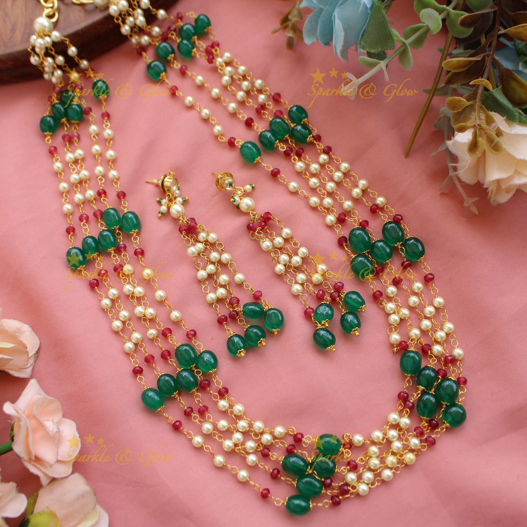 Stunning Five layer pearl and beads haram