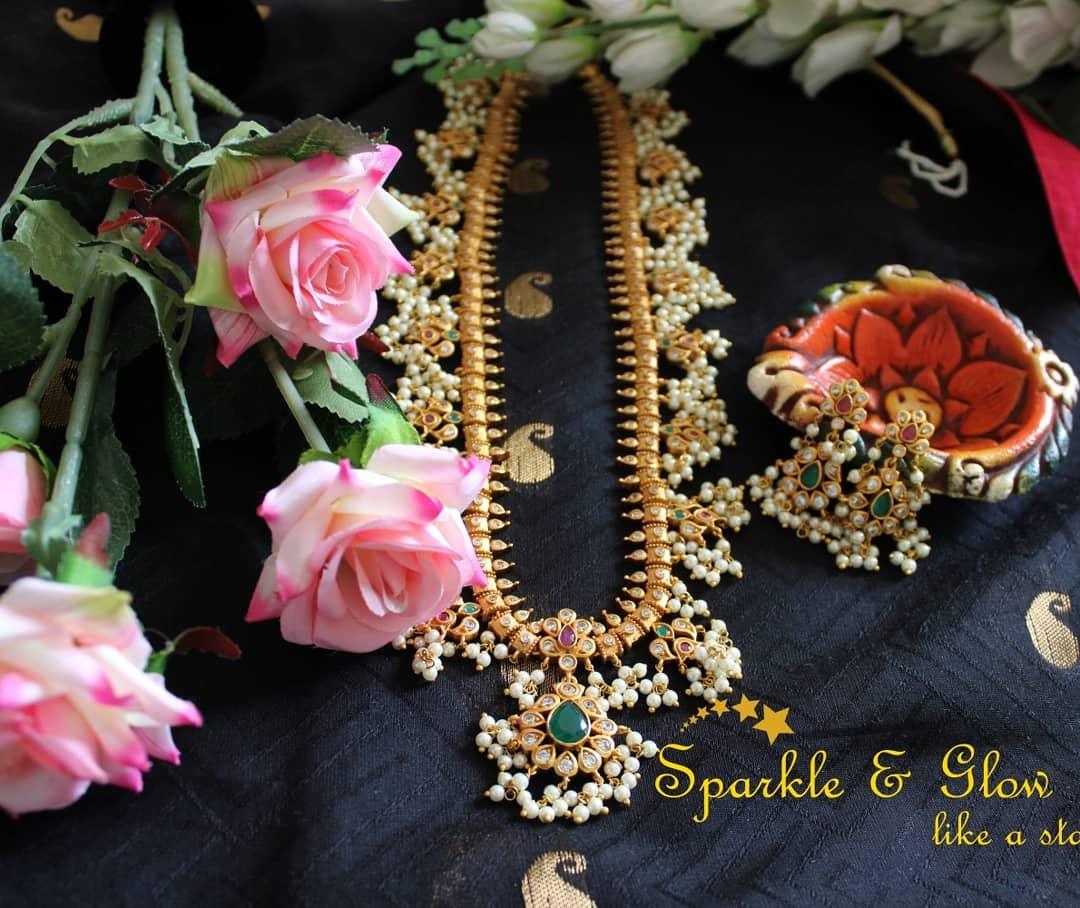 Premium Matte Exquisite long gutta pusalu - Silver - Sparkle and Glow