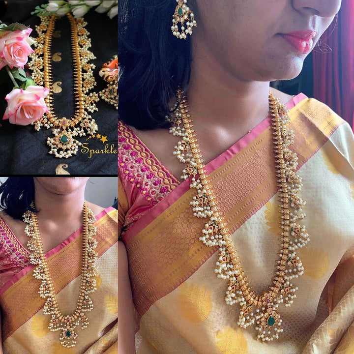 Premium Matte Exquisite long gutta pusalu - Silver - Sparkle and Glow