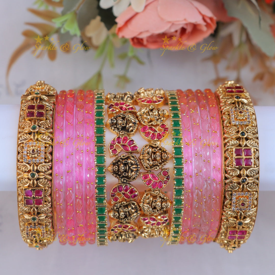 Elegant Lakshmi Temple Bridal Bangles Set