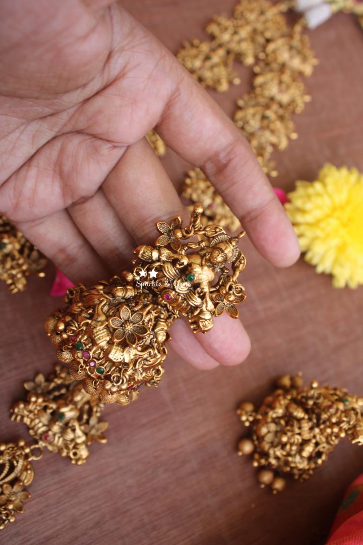 Premium quality gold alike antique polsihed grand Lakshmi haram