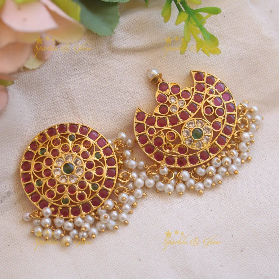 Beautiful Floral Moon kemp stone hair accessories with pearl drops - Sparkle and Glow