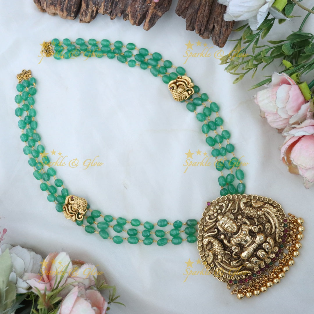 Triple Layer Lakshmi Peacock Mint Haram