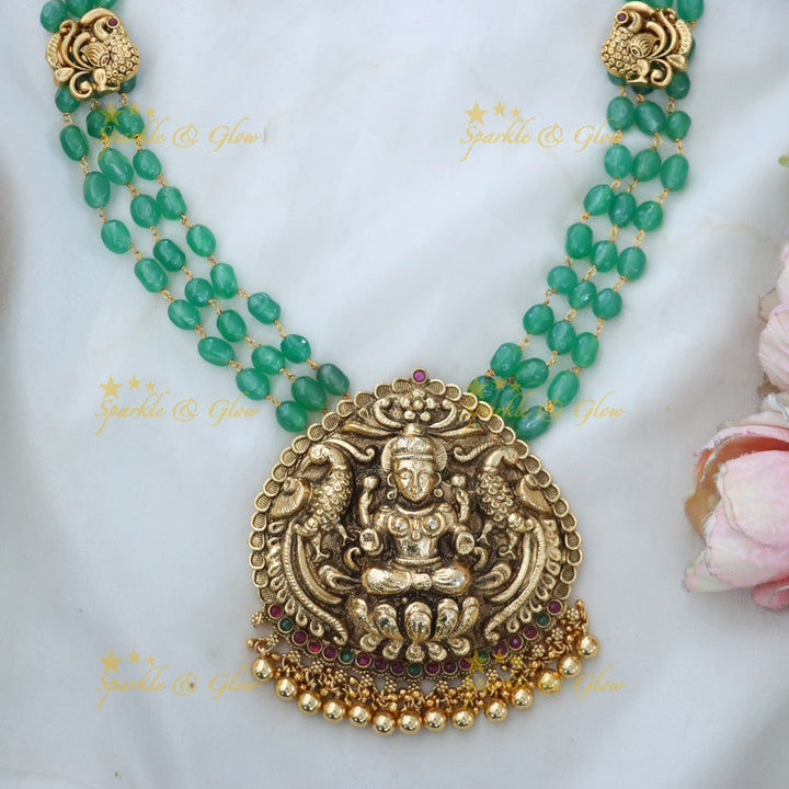 Triple Layer Lakshmi Peacock Mint Haram