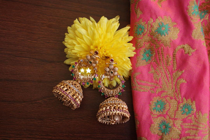 Non idol CZ stone matte jhumukas