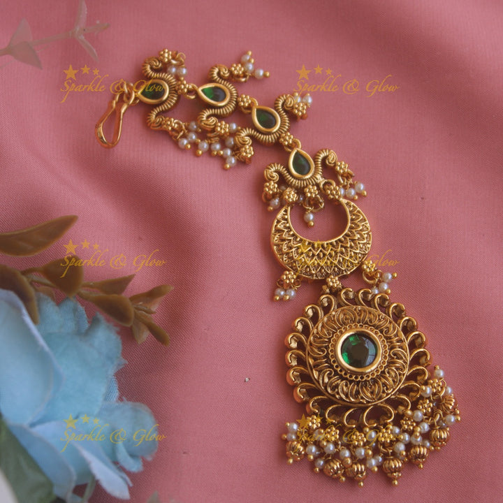 Stunning Floral half moon gutta pusalu maang tikka