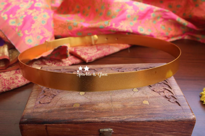 Simple gold alike polished polished plain hip belt