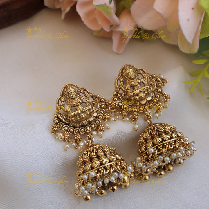 Exquisite Lakshmi peacock carved haram with multi layer beads chain - pearl and gold