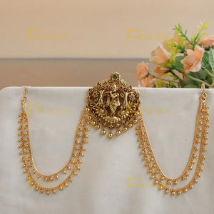 Krishna Flute Floral Jada Billa with Pearl Maatil