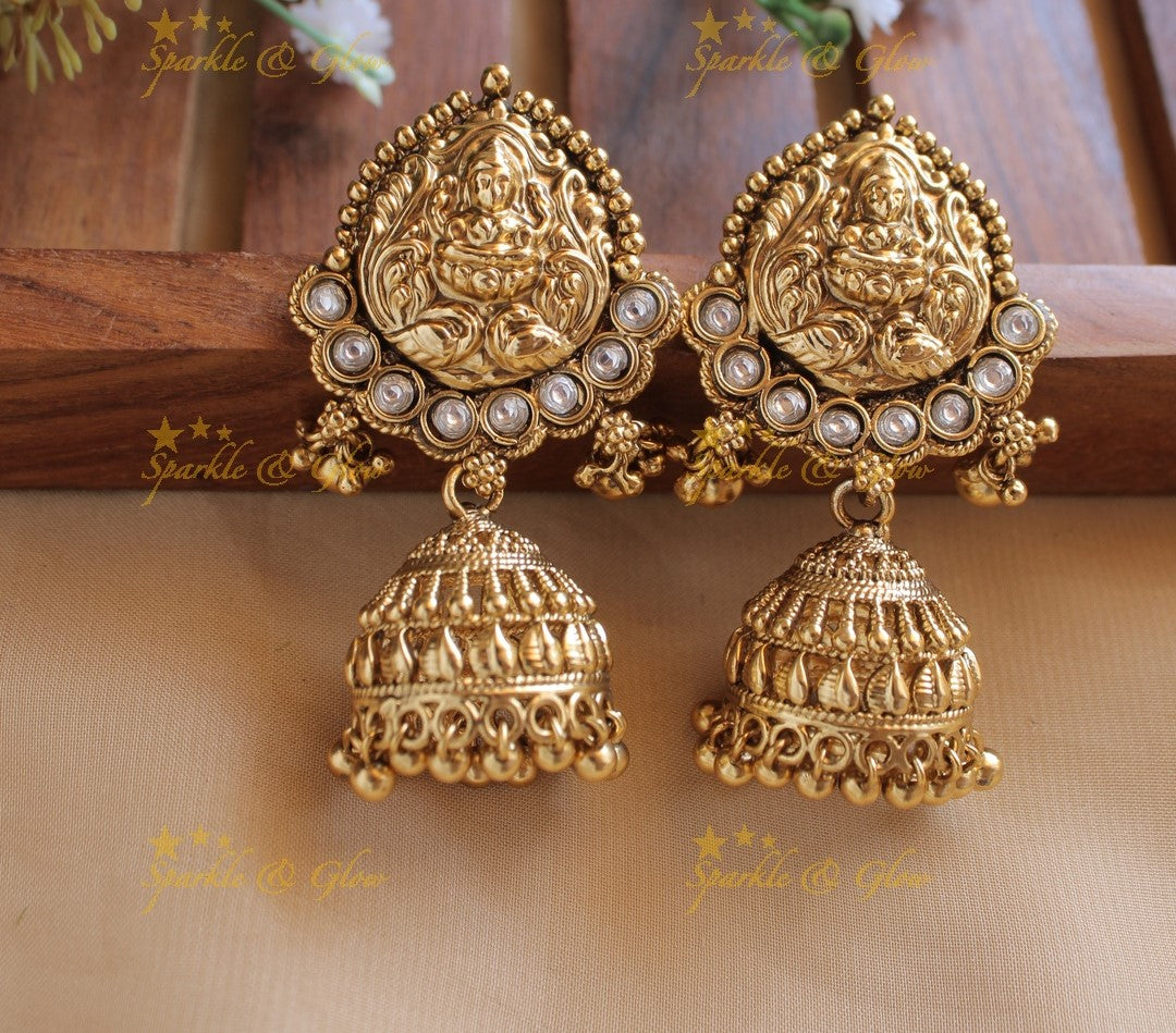 Sparkling Lakshmi Peacock Jhumukas- Rubygreen