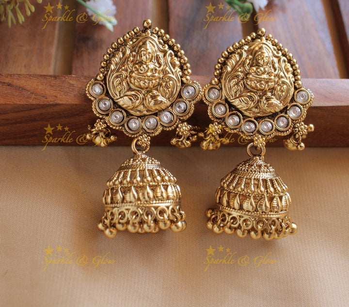Sparkling Lakshmi Peacock Jhumukas- Rubygreen