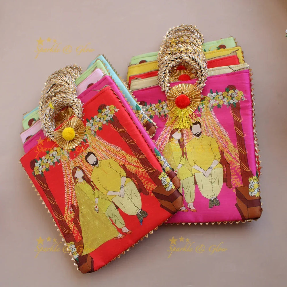 Beautiful Indian Couple printed 8.5*8 inch rectangle bags round handle - Sparkle and Glow