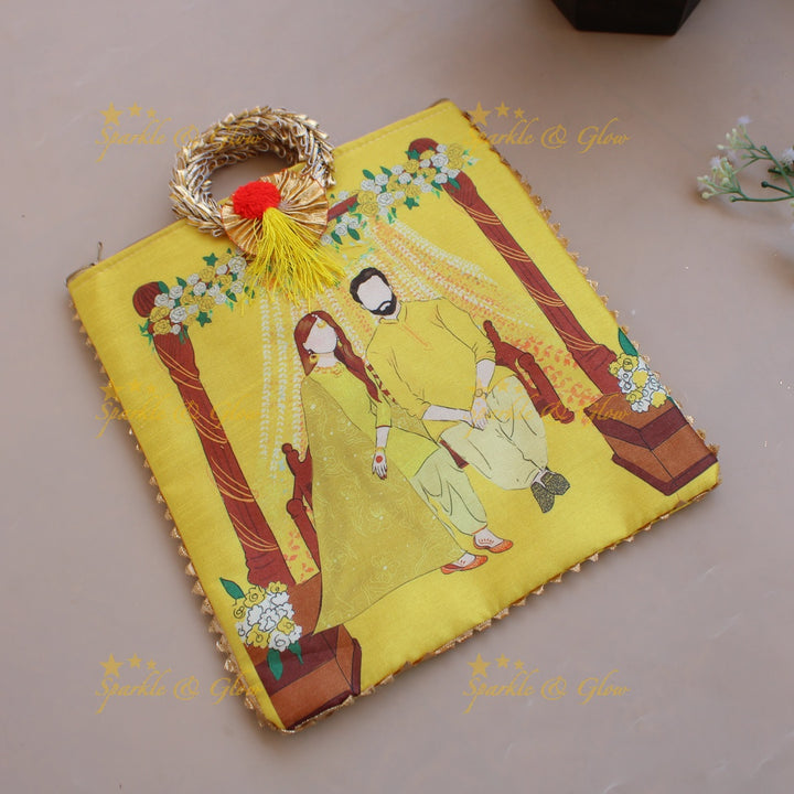 Beautiful Indian Couple printed  8.5*8 inch rectangle bags round handle
